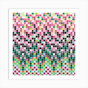 Pink And Green Mosaic Art Print