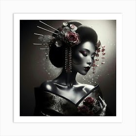 Japan Traditional Geisha Illustration By Ad 193 Art Print