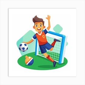 Happy Soccer Player Scoring A Goal Art Print