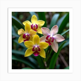 A Beautiful Arrangement Of Wild Orchids In A Tropical Setting 1 Art Print