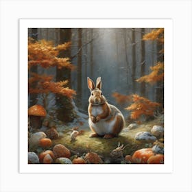 Rabbit In The Woods 1 Art Print