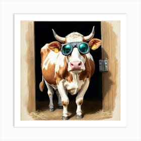 Cow With Sunglasses Art Print