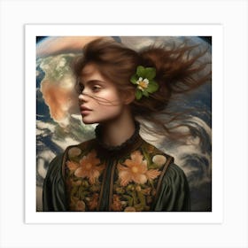 Woman With A Flower In Her Hair Art Print