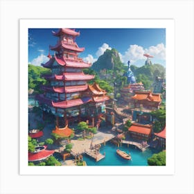 Theme Park on an Island Art Print