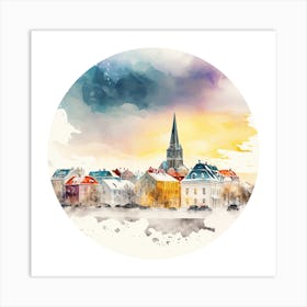 Watercolor Of A City.A fine artistic print that decorates the place. Art Print