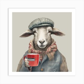 Watercolour Yorkshire Sheep Arthur Art Print