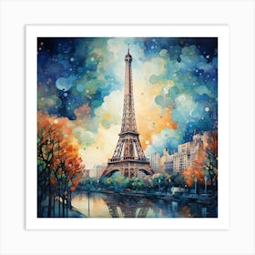 Parisian Panorama: Futuristic Fall Fresco Art Print