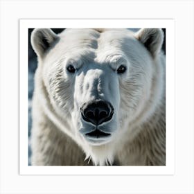 A Close Up Of A Majestic Polar Bear, Capturing Its Intense Gaze And Powerful Presence Art Print