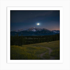 Moonrise Over The Mountains Art Print