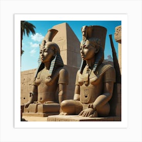 Egyptian Statues 1 Art Print