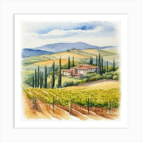 Watercolor Of Tuscany 1 Art Print