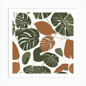 boho sage green and terrocata leafs Art Print