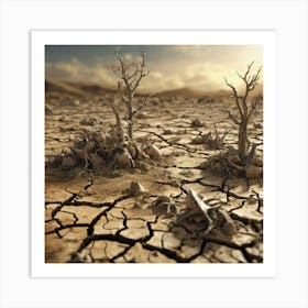 Dry Landscape With Trees Art Print