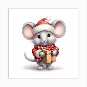 Santa Mouse 2 Art Print