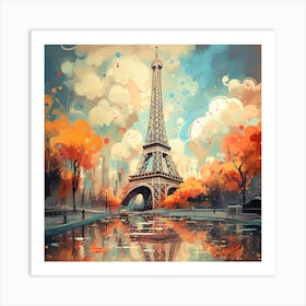 Emerald Elegance: Eiffel Tower in Bloom Art Print