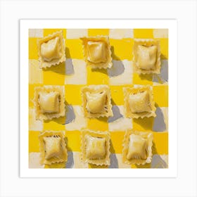 Ravioli Yellow Checkerboard 1 Art Print