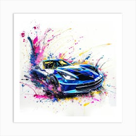 Blue Chevrolet Corvette Art Print