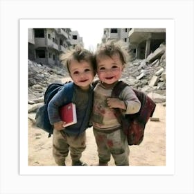 Two Children In Syria  Art Print