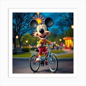 Mickey Mouse On A Bicycle Poster