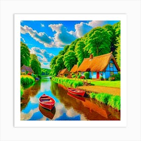 Cottages By The Water 2 Art Print