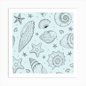 Sea Shells Seamless Pattern 1 Art Print