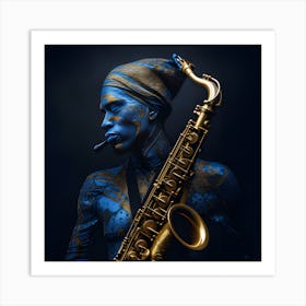 Blues Saxophone Player Art Print