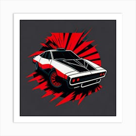 Car Red Artwork Of Graphic Design Flat (313) Art Print