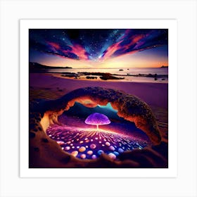 Psychedelic Mushroom Cave Art Print