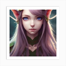 Elf Girl Hyper-Realistic Anime Portraits 1 Art Print