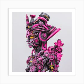 Pink Robot Art Print