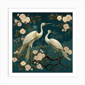 Asian Cranes 1 Art Print