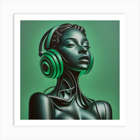 Woman With Headphones 51 Art Print