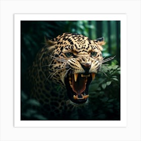 Jaguar Roaring Art Print