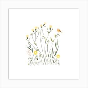 Bird In The Meadow Art Print