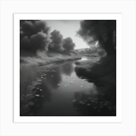 River In Black And White 5 Art Print