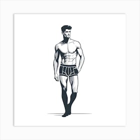 Man In Boxers Art Print