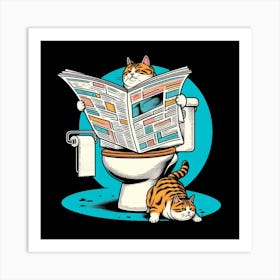 Cat Reading Newspaper 1 Art Print