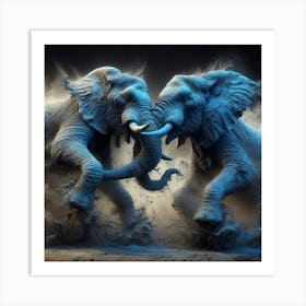 Elephants Fighting 3 Art Print