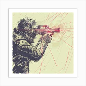 Sniper Drawing Art Print