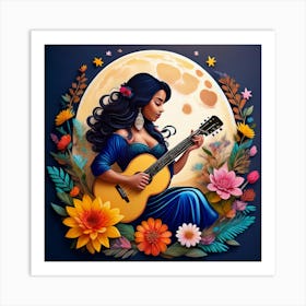 Girl with guitar Art Print