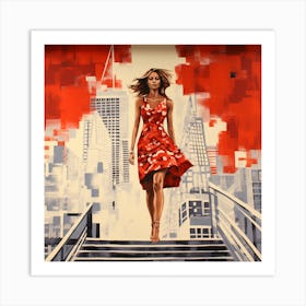 Woman In Red Dress 1 Art Print