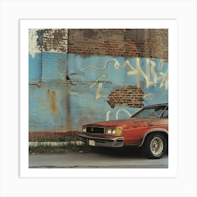 Old Car Blue Wall Art Print