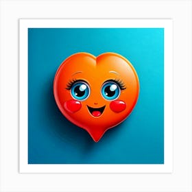 Firefly Heart Eyes Emoji, Emoji, Speech Bubble, Love, Adoration, Blue Background, Symbol, Affection, (4) Art Print