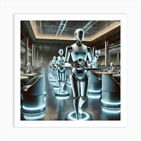 A Futuristic Dining Experience Featuring Robotic W Art Print