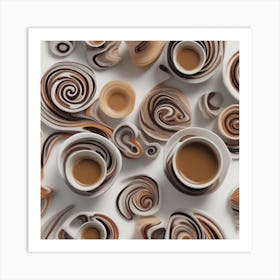 Coffee Cups And Saucers Art Print