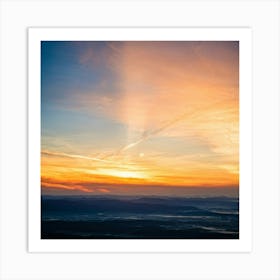 An Abstract Art Of The Stratosphere Where The Horizon Blurs The Line Between An Orange Sunrise And (4) Art Print