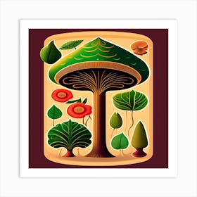 Mushroom Tree Art Print