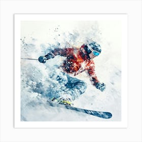 Skier In The Snow 2 Art Print