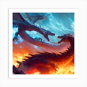 Two Dragons Fighting 14 Art Print