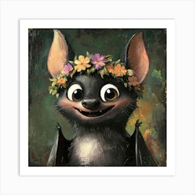 Bat In Flower Crown 2 Póster